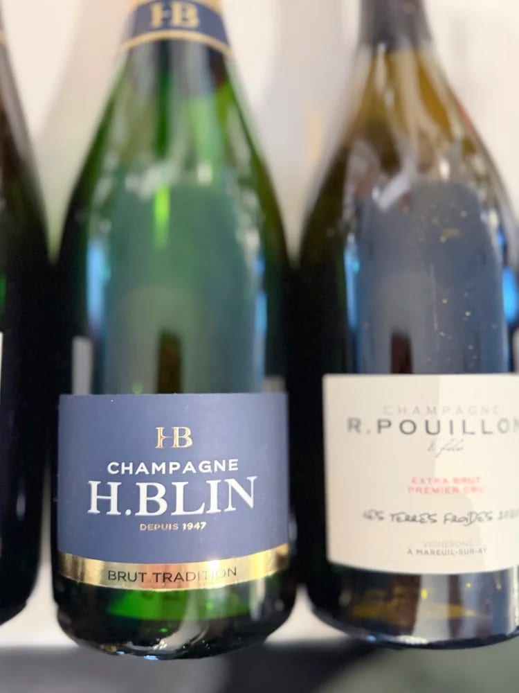 H.Blin Brut Tradition next to R.Pouillon Extra Brut Premier Cru ‘Les Terres Froides’