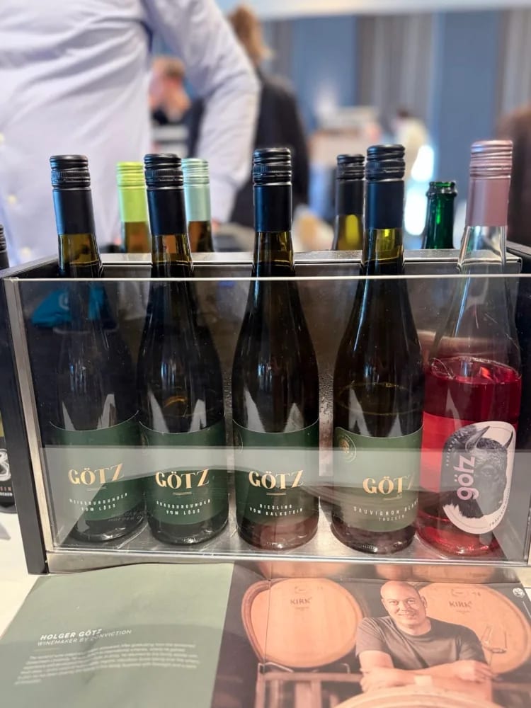 Götz lineup: Weissburgunder, Grauburgunder, Riesling vom Kalkstein, Sauvignon Blanc and Bison rosé