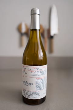 Fles Cosme Palacio 1894 Blanco witte Rioja met handgeschreven etiket
