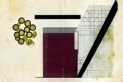 Brutalist illustration in oxblood and cream of a vessel filled to only a third, a black rule above marking the level never reached