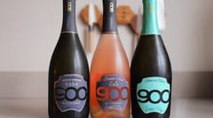 Drie flessen 900wine Prosecco naast elk een gevuld glas