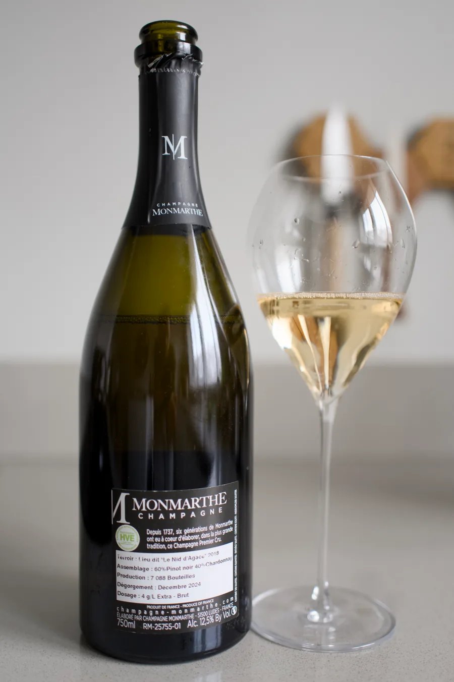 Achterlabel van Champagne Monmarthe Le Nid d'Agace 2018