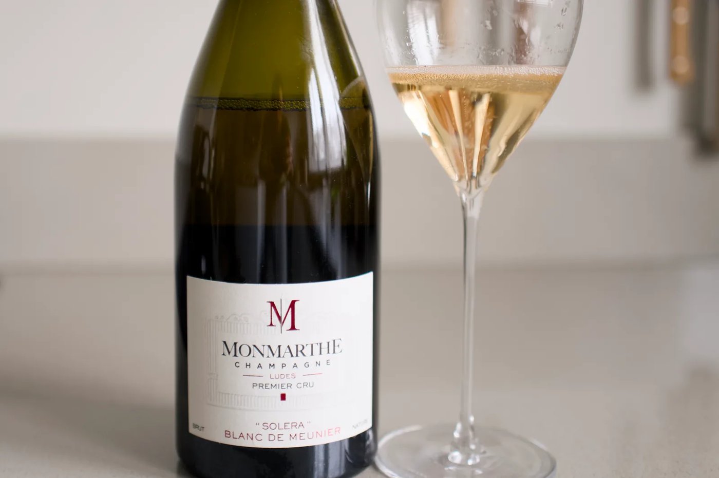 Fles Champagne Monmarthe Solera Blanc de Meunier Brut Nature uit Ludes