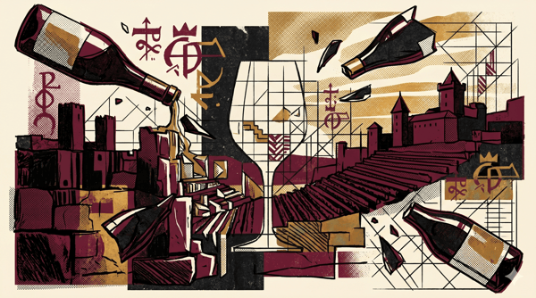 Sauvignon Blanc grapes on flint soil near Pouilly-sur-Loire with morning mist